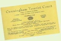 Vintage Cunningham Tourist Court business card - 1940s