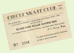 1940s Island Park Roller Rink membership card